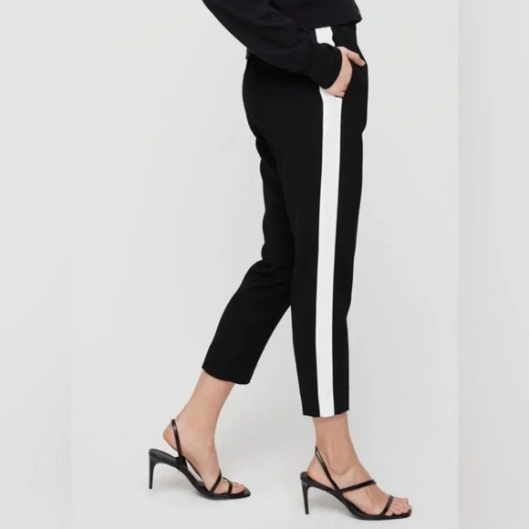Aritzia Babaton Conan Pant Terado Side Stripe Crop Trousers Straight Leg Black - Picture 7 of 13